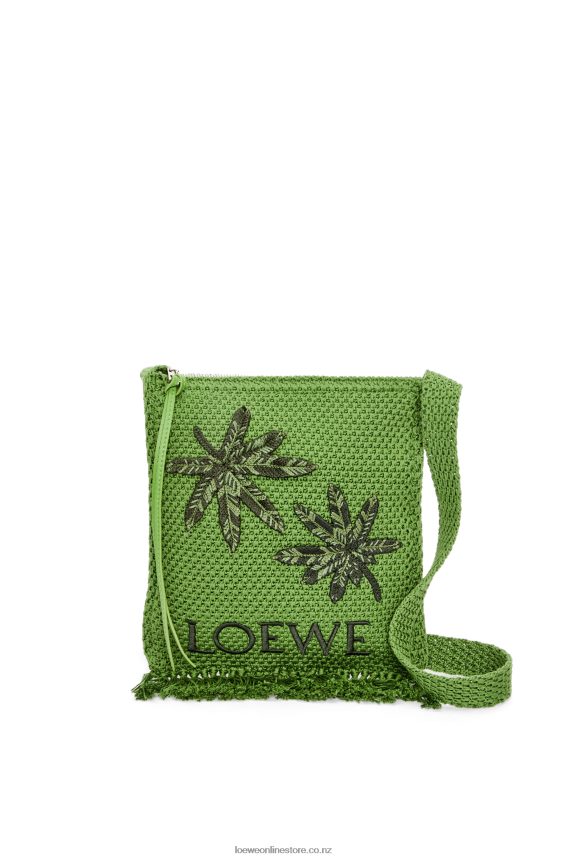Loewe Men Fringes crossbody bag in organic cotton Green LH60R231