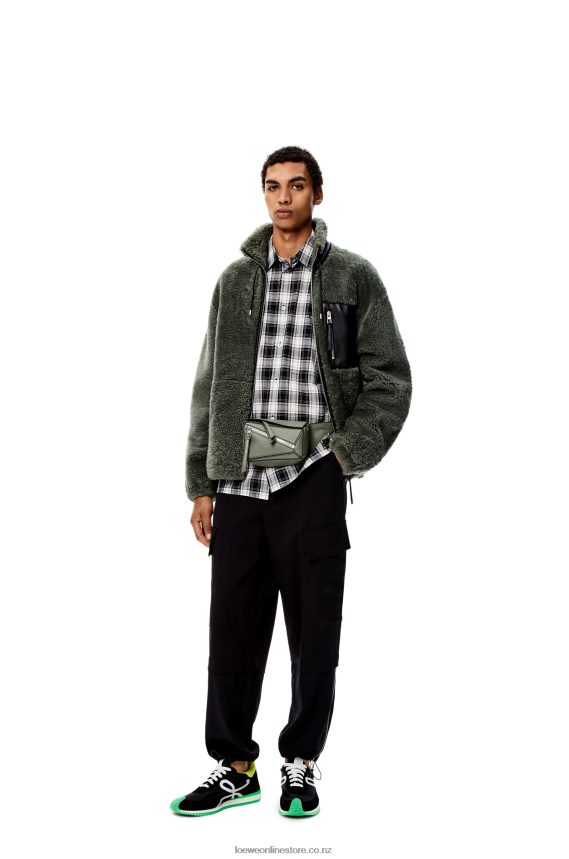 Loewe Men Mini Puzzle bumbag in classic calfskin Dark Sage LH60R298