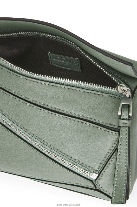Loewe Men Mini Puzzle bumbag in classic calfskin Dark Sage LH60R298