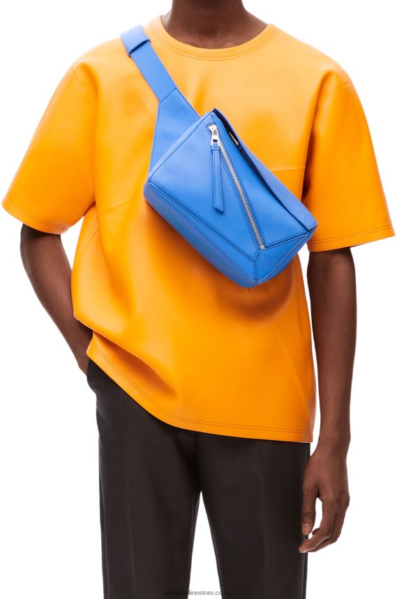 Loewe Men Small Puzzle bumbag in classic calfskin Seaside Blue LH60R563