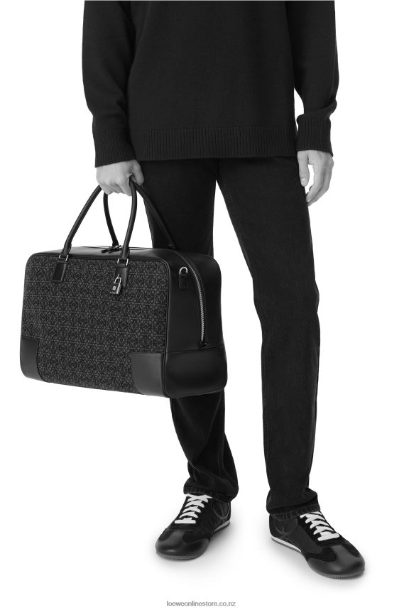 Loewe Men Amazona 44 bag in Anagram jacquard and calfskin Khaki Green/Tan LH60R161