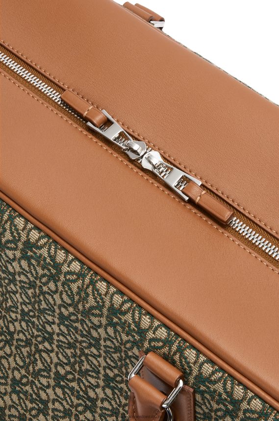 Loewe Men Amazona 44 bag in Anagram jacquard and calfskin Khaki Green/Tan LH60R161