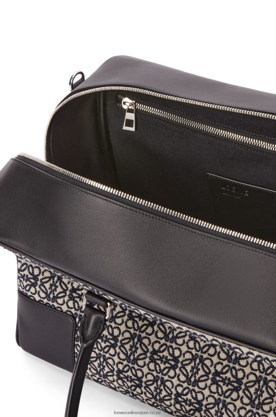 Loewe Men Amazona 44 bag in Anagram jacquard and calfskin Navy/Black LH60R149