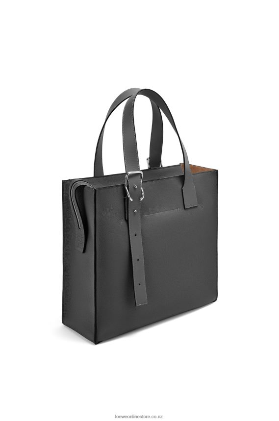 Loewe Men Buckle Zip tote in soft grained calfskin Black LH60R179