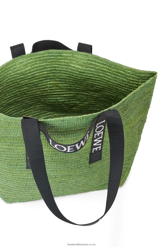 Loewe Men Fold Shopper in raffia Green/Black LH60R29