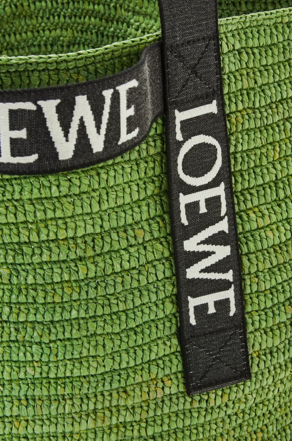 Loewe Men Fold Shopper in raffia Green/Black LH60R29