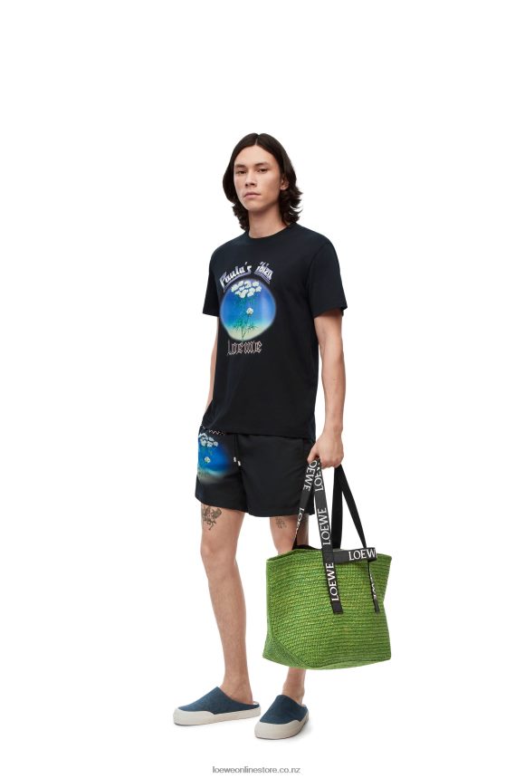 Loewe Men Fold Shopper in raffia Green/Black LH60R29