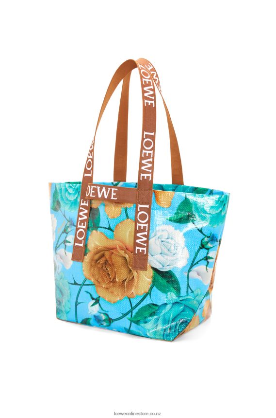 Loewe Men Fold Shopper in recycled coated canvas Sky Blue/Tan LH60R76