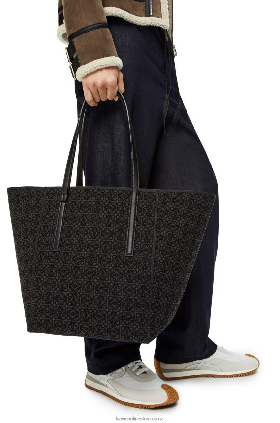 Loewe Men T Tote bag in Anagram jacquard and calfskin Anthracite/Black LH60R129