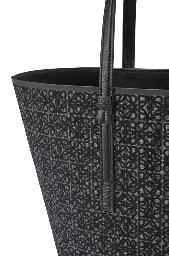 Loewe Men T Tote bag in Anagram jacquard and calfskin Anthracite/Black LH60R129