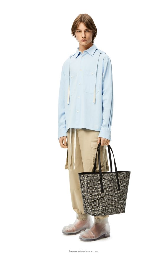 Loewe Men T Tote bag in Anagram jacquard and calfskin Navy/Black LH60R130