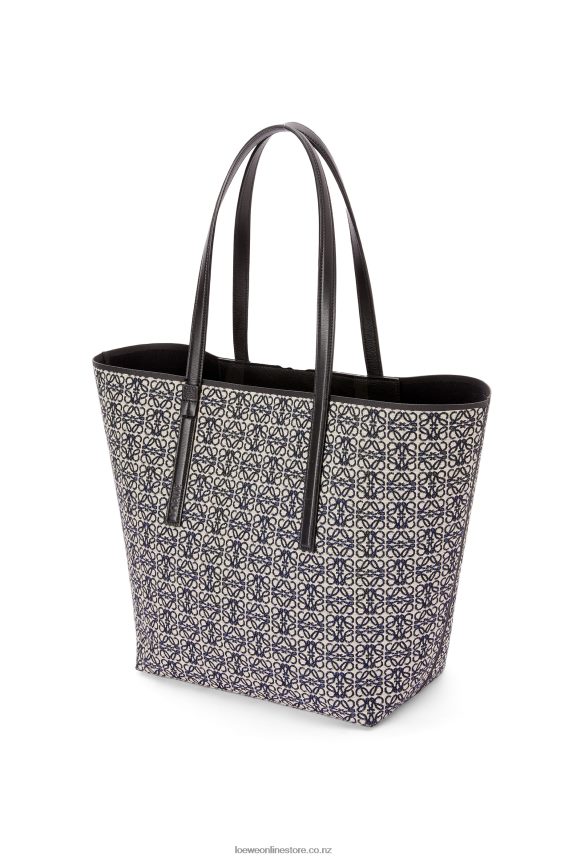 Loewe Men T Tote bag in Anagram jacquard and calfskin Navy/Black LH60R130