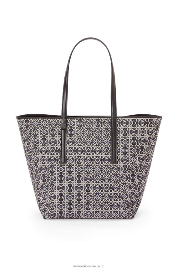 Loewe Men T Tote bag in Anagram jacquard and calfskin Navy/Black LH60R130