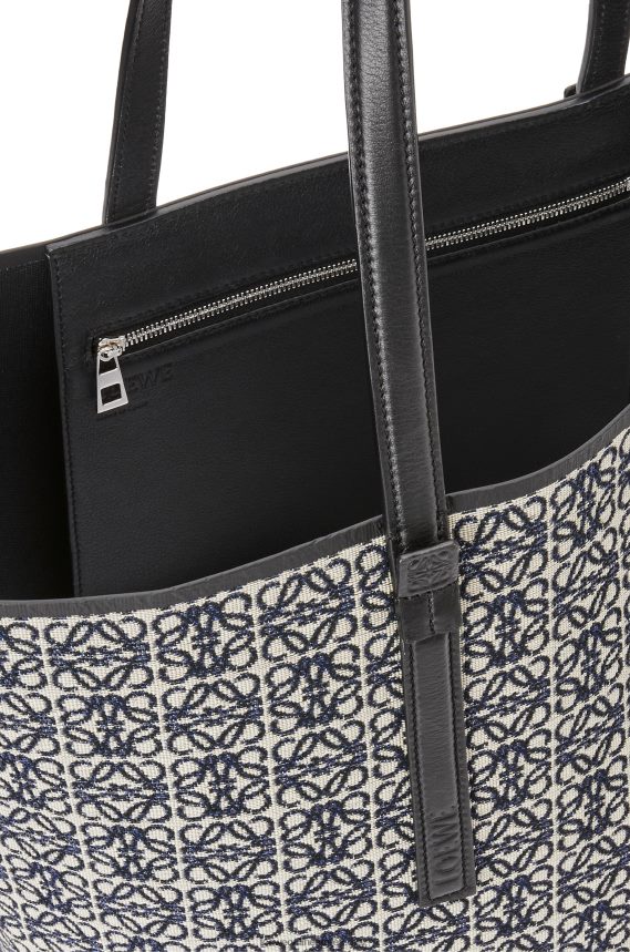 Loewe Men T Tote bag in Anagram jacquard and calfskin Navy/Black LH60R130