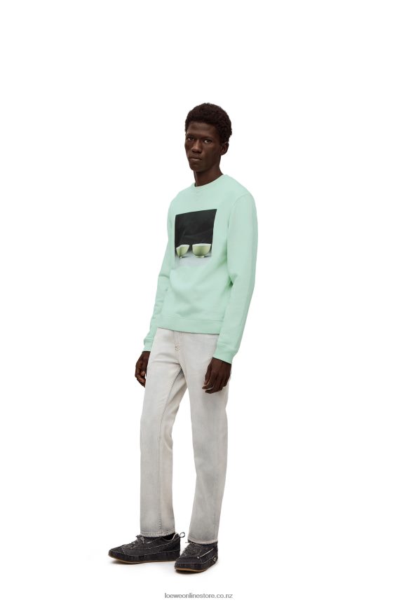 Loewe Men Ceramic print sweatshirt in cotton Pale Green LH60R816