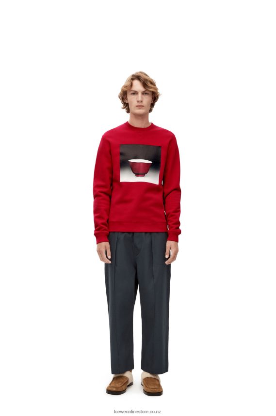 Loewe Men Ceramic print sweatshirt in cotton Red LH60R817