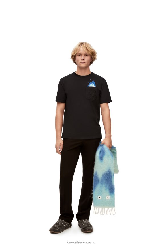 Loewe Men Calcifer pocket T-shirt in cotton Black LH60R829