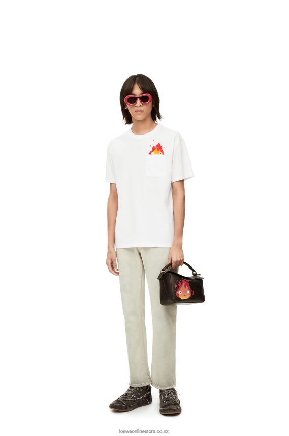 Loewe Men Calcifer pocket T-shirt in cotton White LH60R828