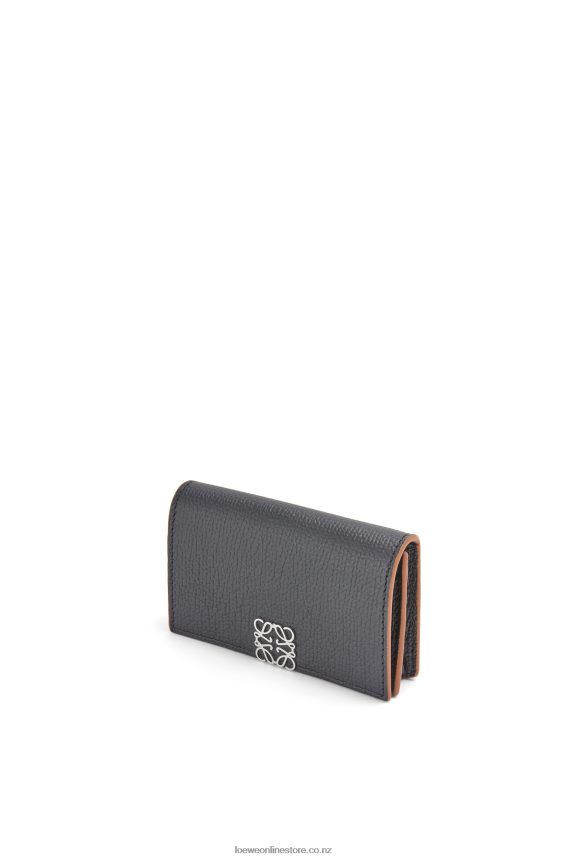 Loewe Women Anagram business cardholder in pebble grain calfskin Black LH60R1352