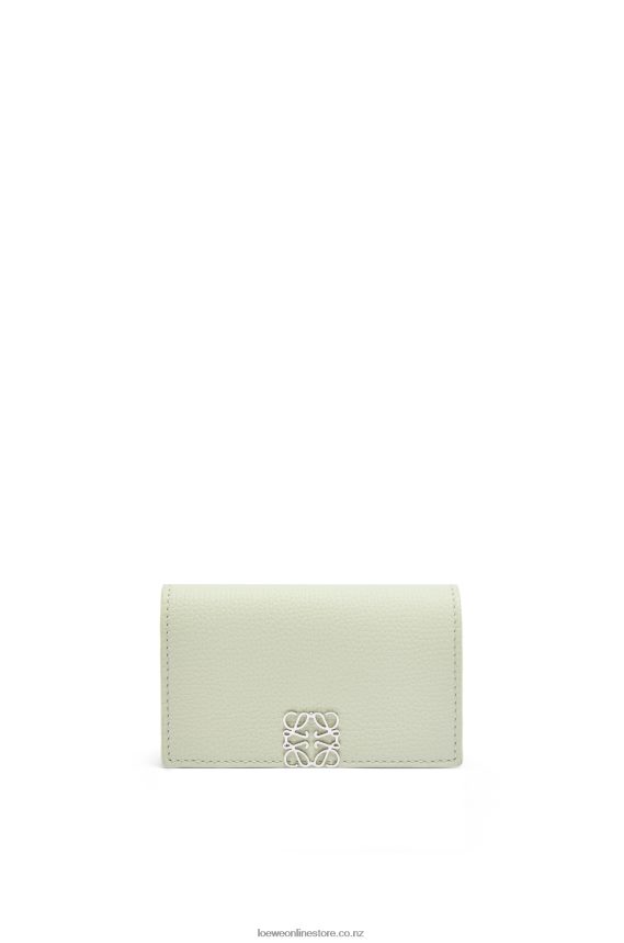 Loewe Women Anagram business cardholder in pebble grain calfskin Light Celadon LH60R1350
