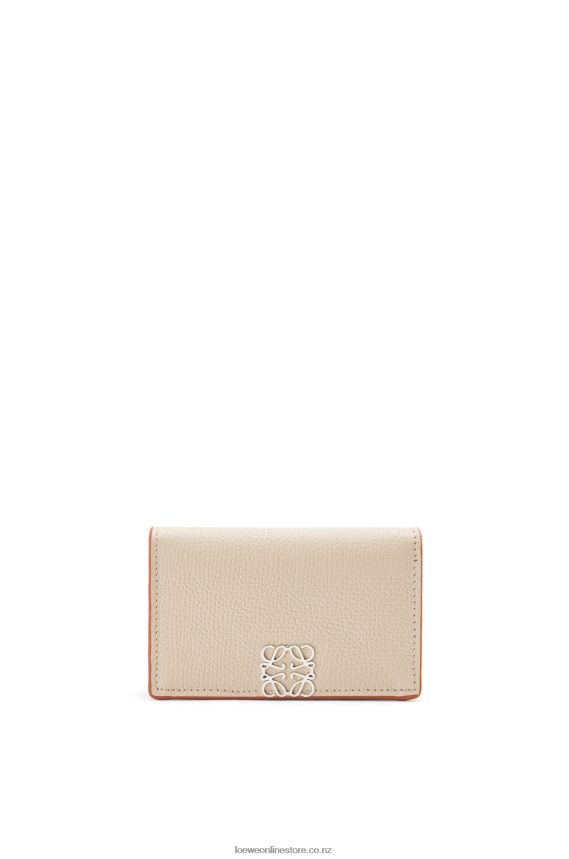 Loewe Women Anagram business cardholder in pebble grain calfskin Light Ghost LH60R1349