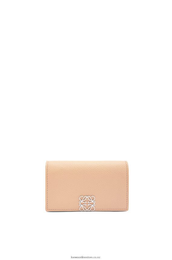 Loewe Women Anagram business cardholder in pebble grain calfskin Nude LH60R1375