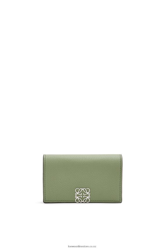 Loewe Women Anagram business cardholder in pebble grain calfskin Rosemary LH60R1373