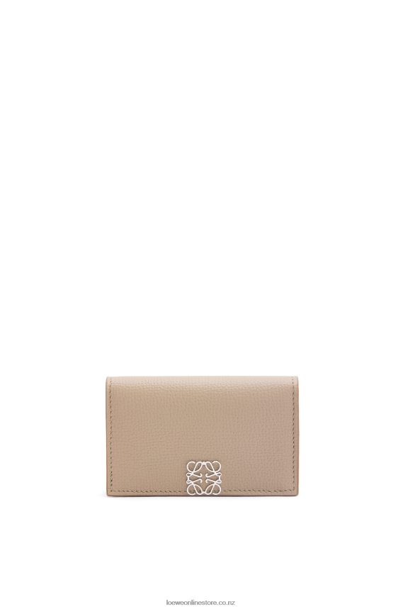 Loewe Women Anagram business cardholder in pebble grain calfskin Sand LH60R1351