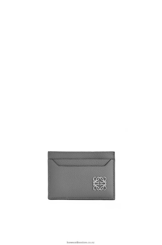 Loewe Women Anagram plain cardholder in pebble grain calfskin Asphalt Grey LH60R1372