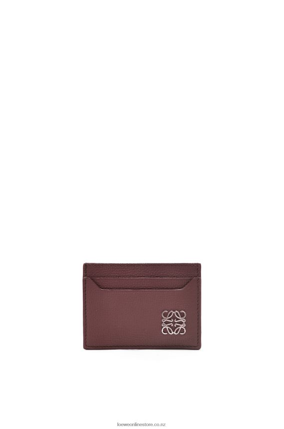 Loewe Women Anagram plain cardholder in pebble grain calfskin Burgundy LH60R1358