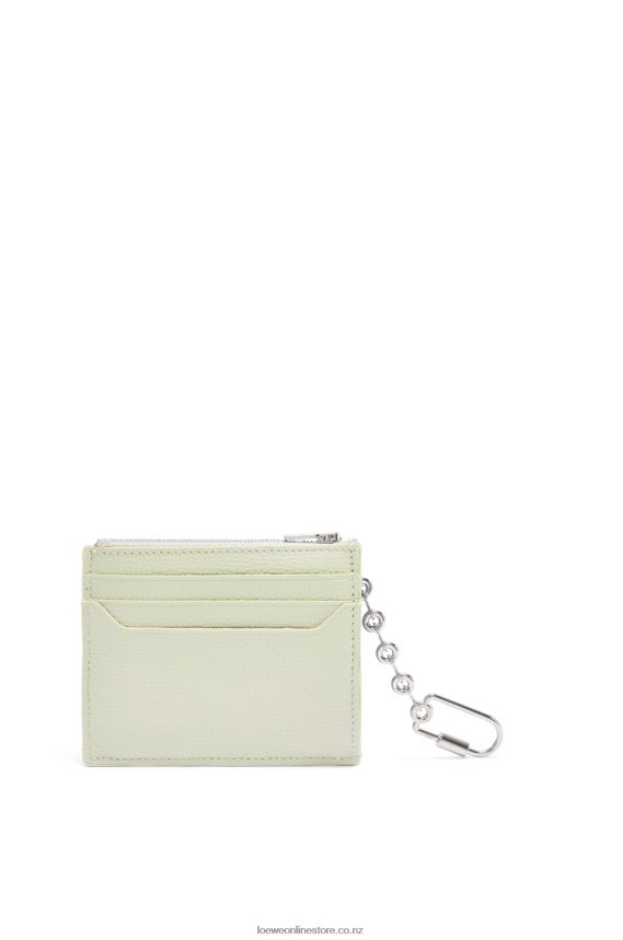 Loewe Women Anagram square cardholder in pebble grain calfskin with chain Light Celadon LH60R1417