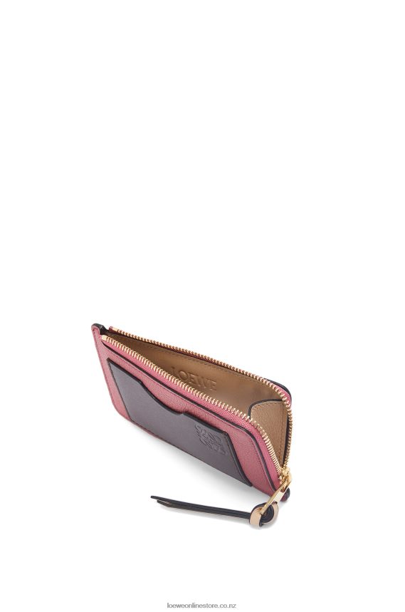 Loewe Women Coin cardholder in soft grained calfskin Plumrose/Chocolate LH60R1395