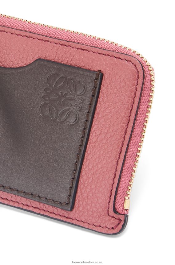 Loewe Women Coin cardholder in soft grained calfskin Plumrose/Chocolate LH60R1395