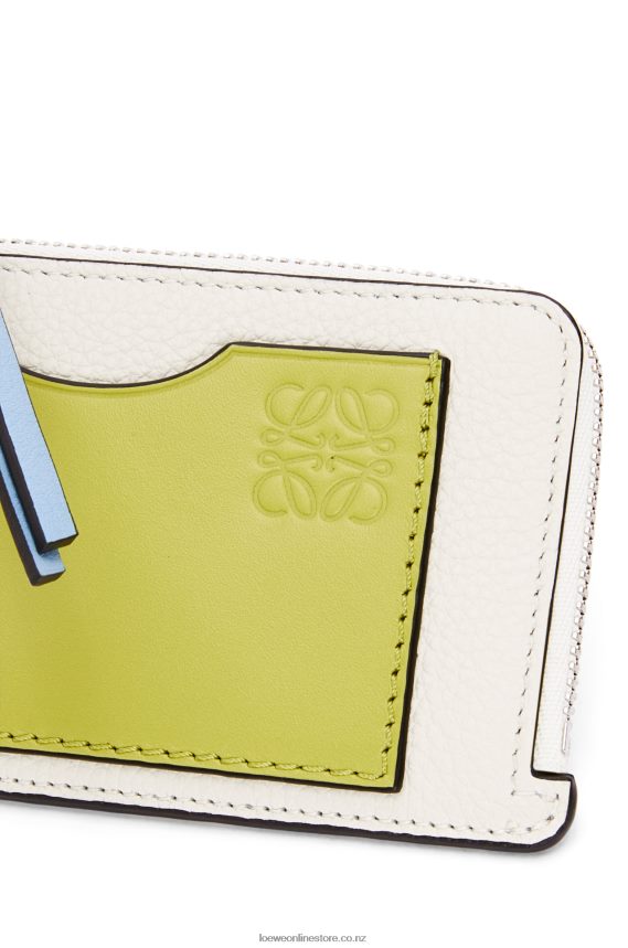 Loewe Women Coin cardholder in soft grained calfskin Soft White/Lime Yellow LH60R1416