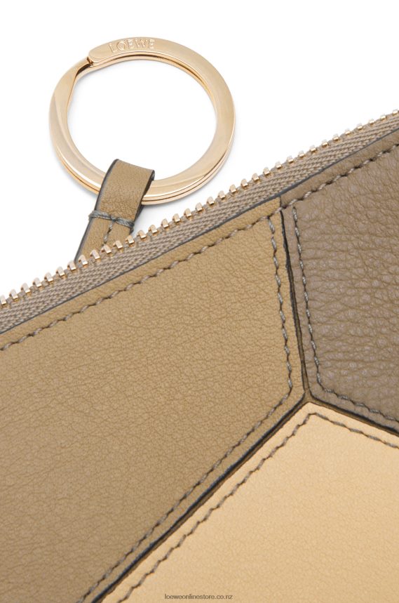 Loewe Women Puzzle coin cardholder in classic calfskin Clay Green/Butter LH60R1369