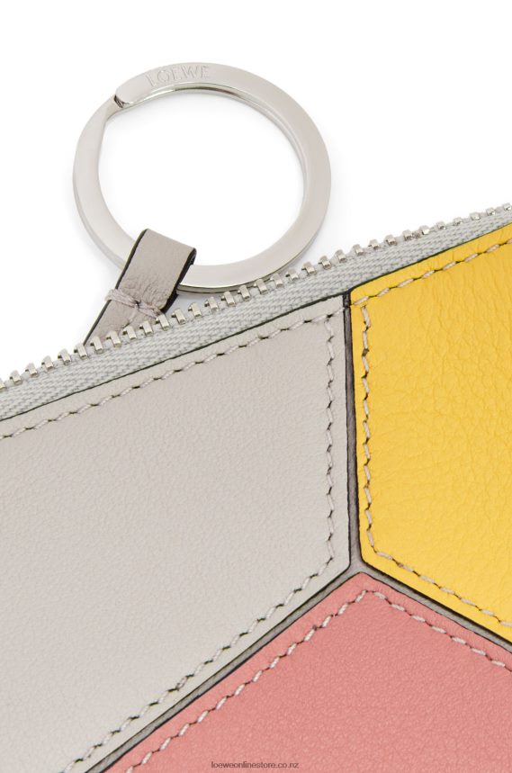 Loewe Women Puzzle coin cardholder in classic calfskin Ghost/Peach Bloom LH60R1370