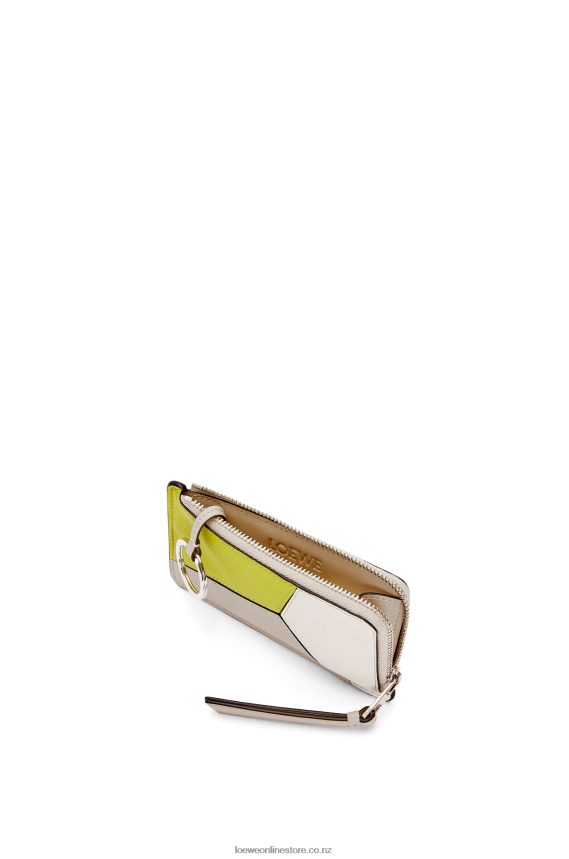 Loewe Women Puzzle coin cardholder in classic calfskin Lime Yellow/Light Oat LH60R1347