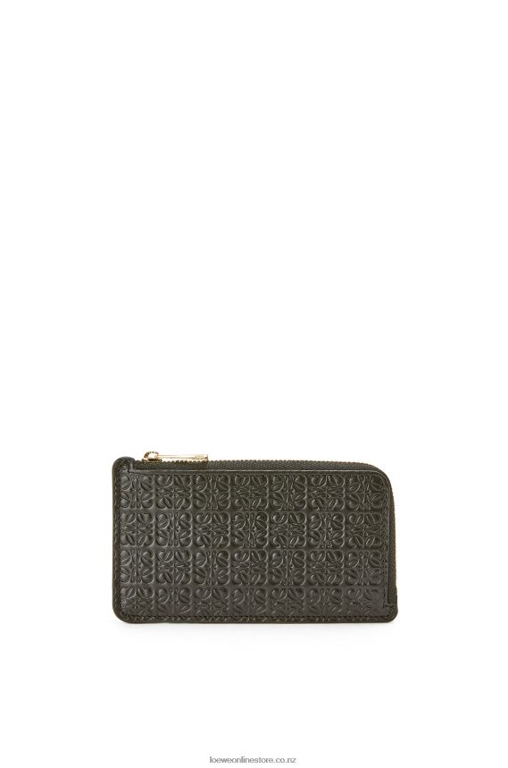 Loewe Women Repeat coin cardholder in embossed silk calfskin Black LH60R1346