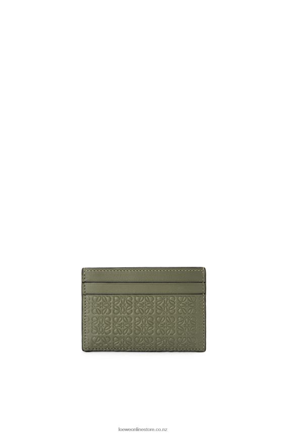 Loewe Women Repeat plain cardholder in embossed silk calfskin Avocado Green LH60R1376