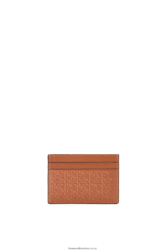 Loewe Women Repeat plain cardholder in embossed silk calfskin Tan LH60R1400
