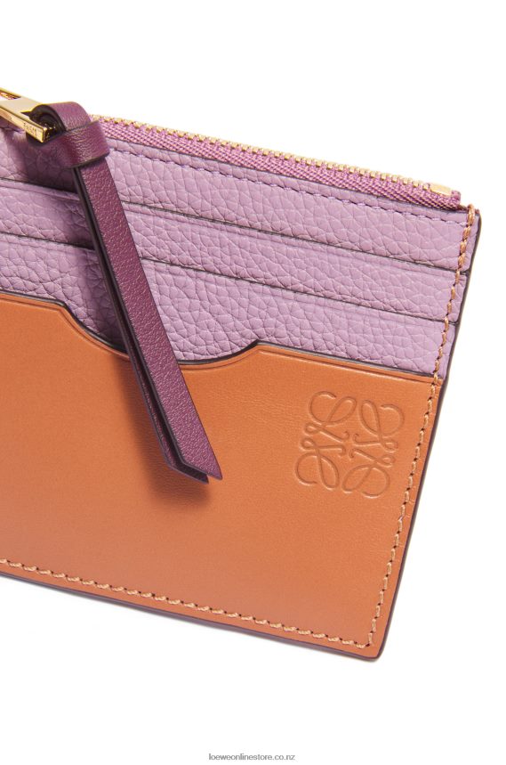 Loewe Women Square cardholder in soft grained calfskin with chain Dirty Mauve/Tan LH60R1365