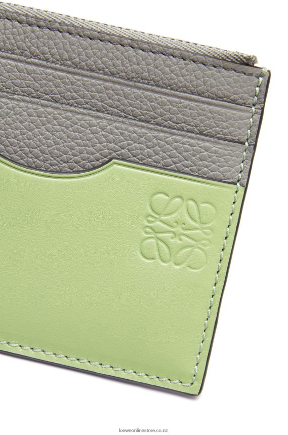 Loewe Women Square cardholder in soft grained calfskin with chain Pearl Grey/Light Pale Green LH60R1366