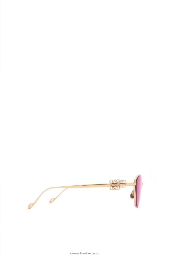 Loewe Women Anagram hexagonal sunglasses in metal Burgundy LH60R1445