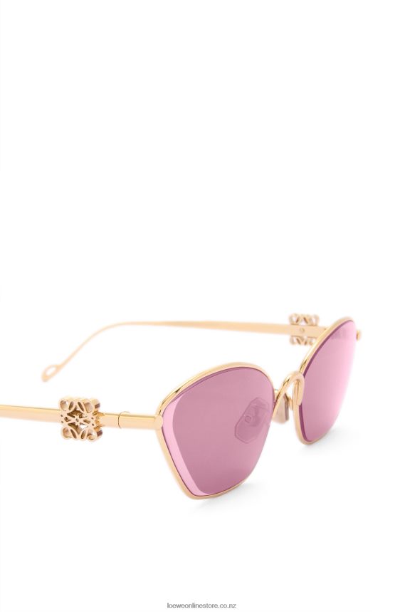 Loewe Women Anagram hexagonal sunglasses in metal Burgundy LH60R1445