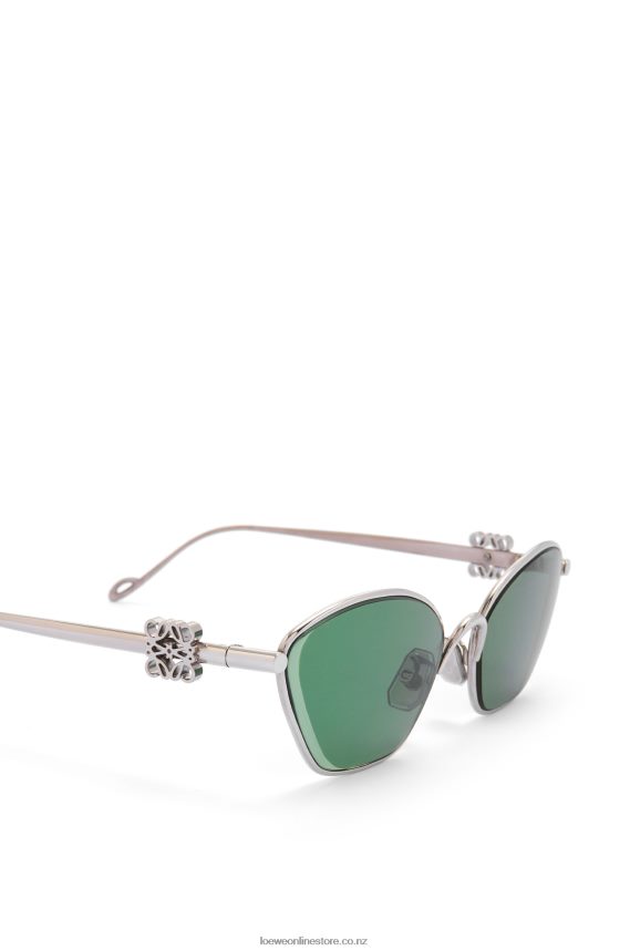 Loewe Women Anagram hexagonal sunglasses in metal Dark Green LH60R1446