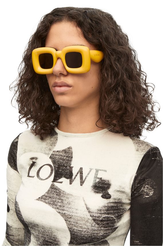 Loewe Women Inflated rectangular sunglasses in nylon Yellow LH60R1501