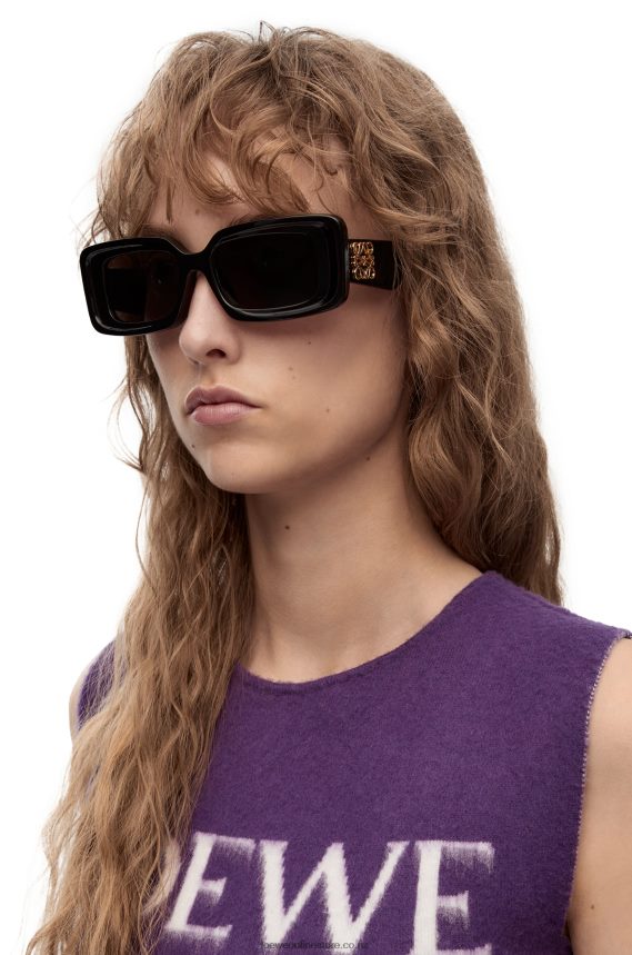 Loewe Women Rectangular sunglasses in acetate Black LH60R1426