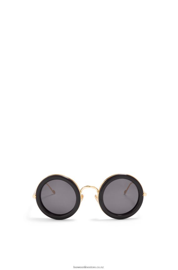 Loewe Women Round sunglasses in acetate Black Gold LH60R1494
