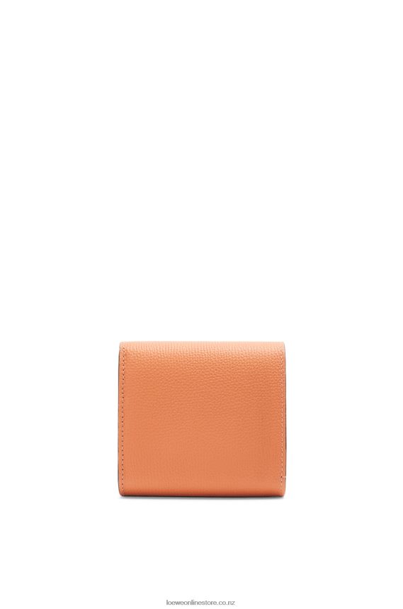 Loewe Women Anagram compact flap wallet in pebble grain calfskin Coral Reef LH60R1307
