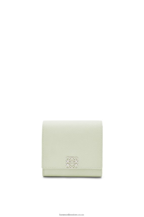 Loewe Women Anagram compact flap wallet in pebble grain calfskin Light Celadon LH60R1233